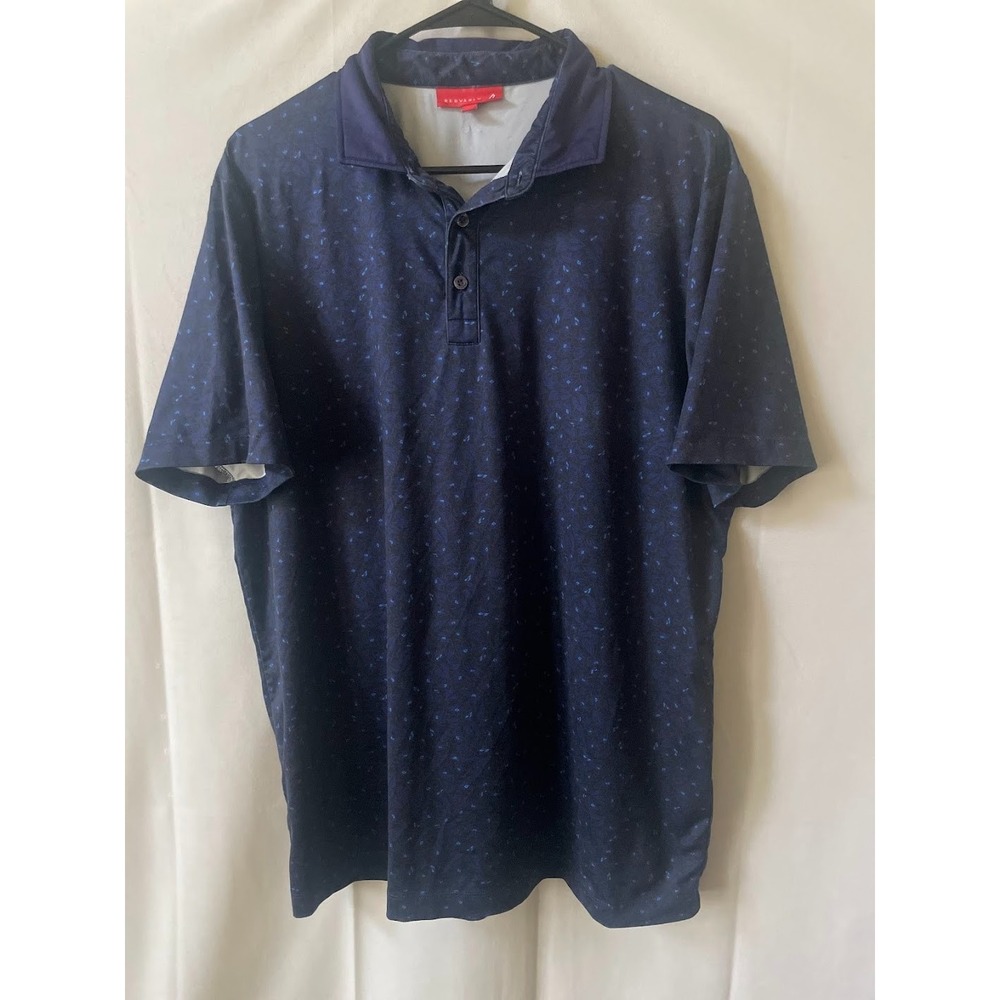 Redvanly Men's Golf Polo Shirt Blue Floral Print Size Large